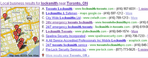 Toronto Locksmiths in Local 10 Pack